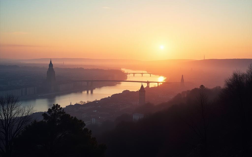 Vue panoramique de Lyon au crépuscule