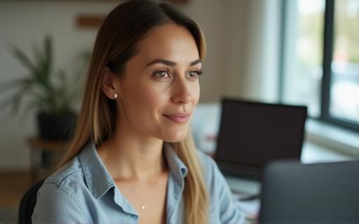 Femme en visioconférence