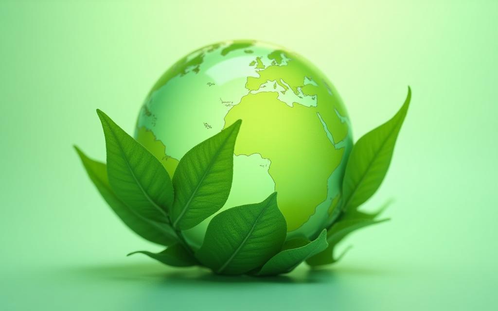 Feuilles vertes et globe